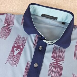 Greyson Western Spirits Golf Polo Shirt Mens L Light Blue Wolf Print Classic